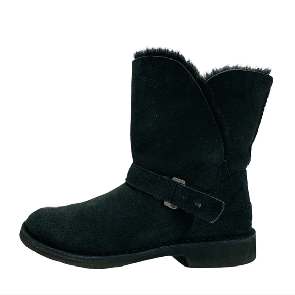 UGG Women's Syden Black Suede Sheepskin Cuffable Boots 1120702  Sz 9M NWT #609 - Picture 1 of 15